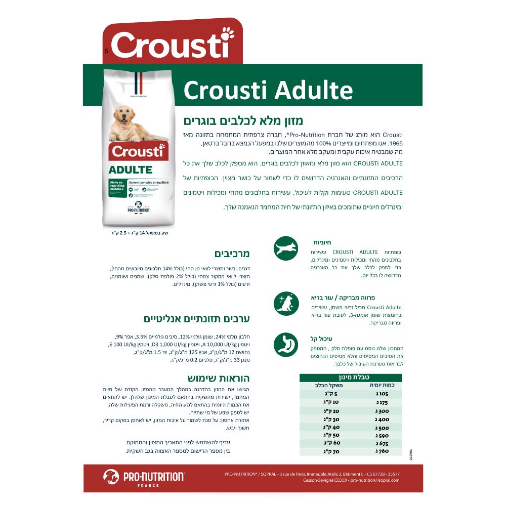 קרוסטי בוגר 14+2.5 ק"ג – תמונה 2